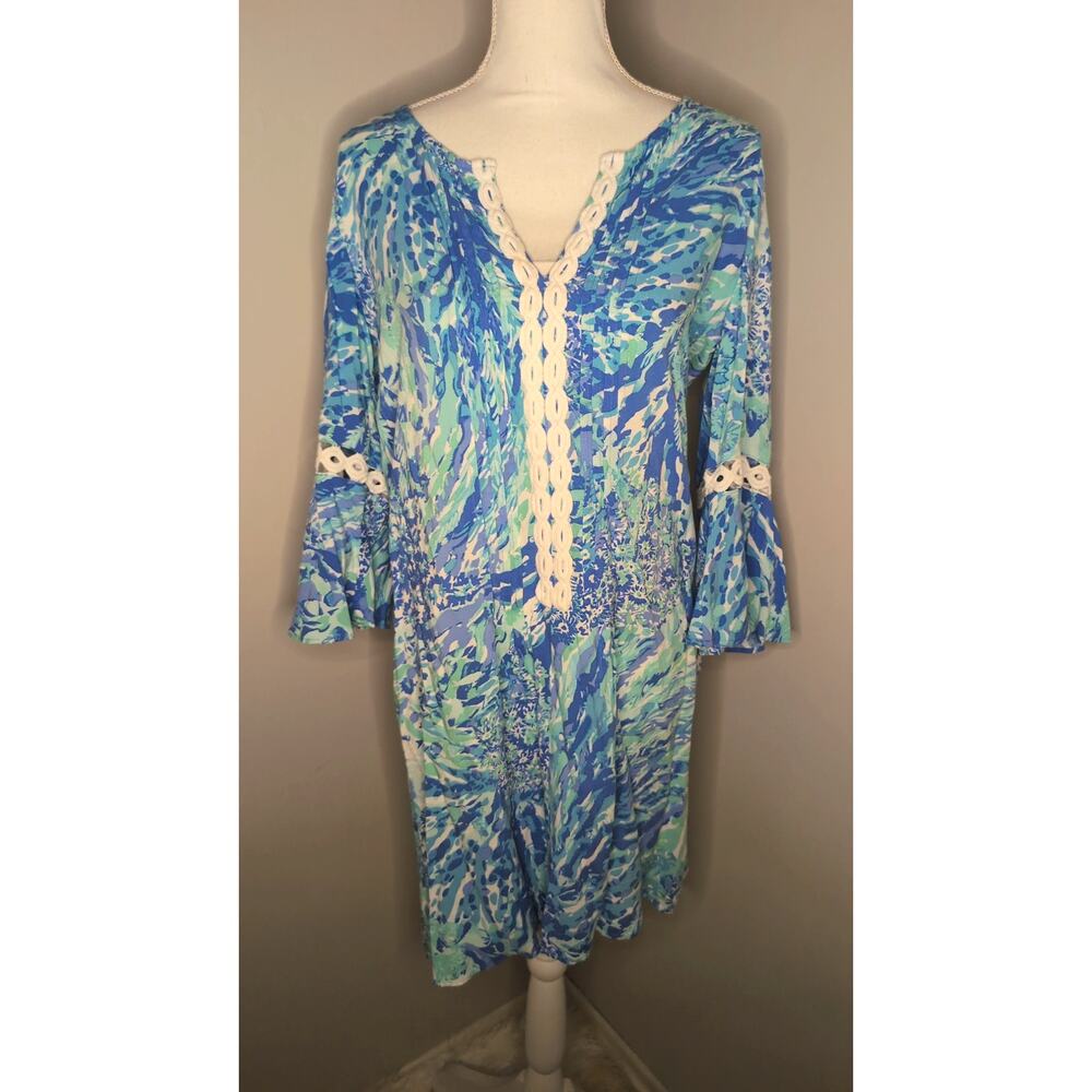 Lilly Pulitzer Hollie Blue Haven Hey Hey Soleil Shift Dress M
